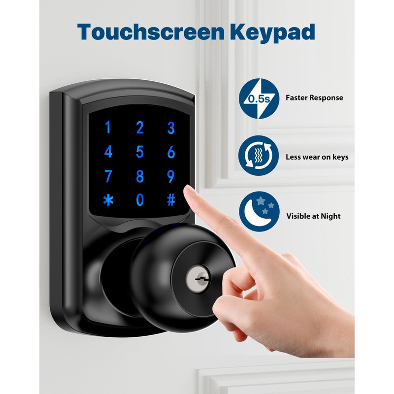 HIDALIFE Keyless Entry Door Lock, Keypad Door Lock with Handle,