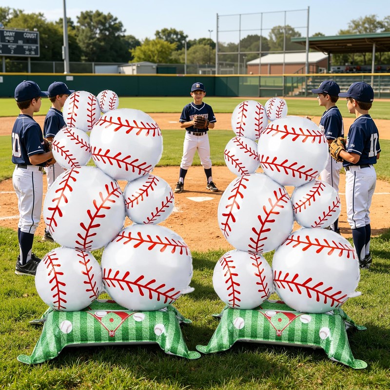 2 PCS Giant Baseball Balloons, Self Standing Baseball Party Decorations