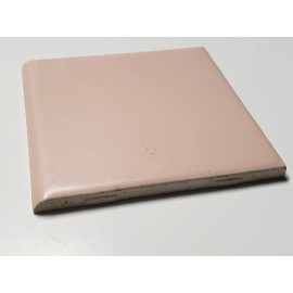 American Vtg 1970s 1 pc. American Ceramic Tile - Light Pink Flat Matte BULLNOSE 4 1/4 NOS