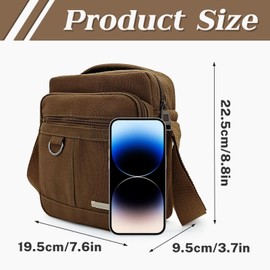 WisePoint Mens Crossbody Bag, Canvas Messenger Bag for Men, Vintage Shoulder Bag with Adjustable Strap and Handle, Multiple Pockets Crossbody Bag Men with Zipper and D-Shaped Ring (black)