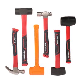 CraftZone 6-Piece Hammer Set for DIY & Home Repair – Includes 2lb Dead Blow Hammer, 3lb Sledge Hammer, 3lb Stoning Hammer, 16oz Ball Pein Hammer, 16oz Claw Hammer, 16oz Rubber Mallet