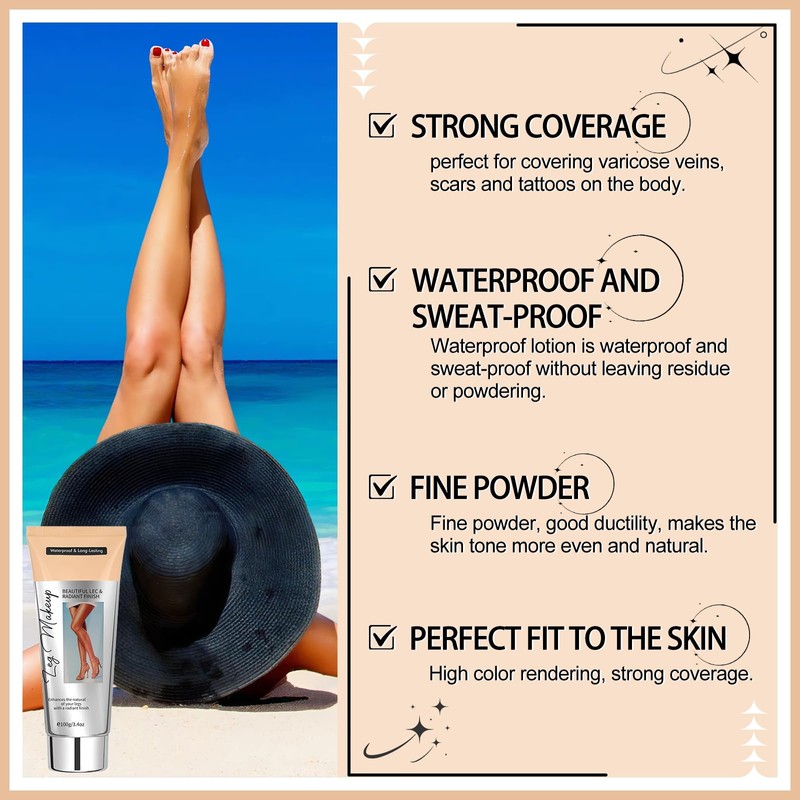 Körper Bein Make Up Wasserfest,Body Coverage Perfector für Beine,Tattoo Abdecken