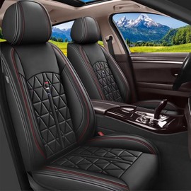 DISUTOGO Seat Covers Fit for Toyota Highlander 2008-2023 2024 2025: Car Seat Covers Full Set 5 Seats Leather Automotive Seat Covers Waterproof (Black,5 Seats)