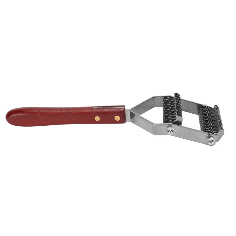 Pet Dematting Comb 2 Rows Stainless Steel Blades Wooden Handle