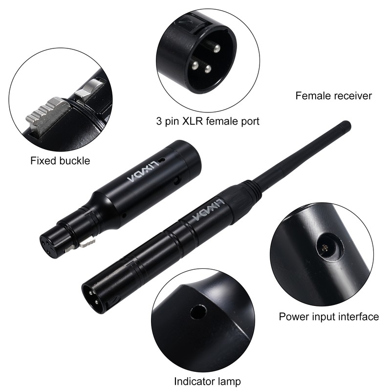 Lixada DMX512 2.4G Wireless Transmitter Receiver Set 126 Channels for