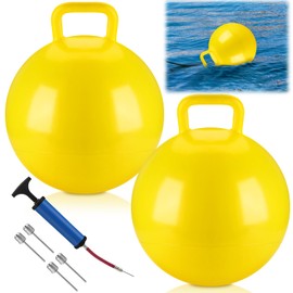 RoundFunny 2 Pcs Buoys Floats 20'' Inflatable Slalom Buoys for Docking 1 Inflatable Kit 1 Self-Adhesive Repair Allowance Large Boat Bumpers for Marine Fishing Yachts Raft