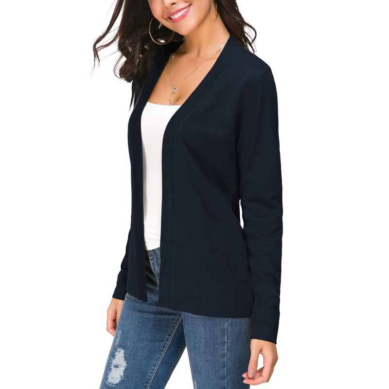 Women's Elegant Casual Long Sleeve Elastic Cardigan Lightweight Solid Knitted