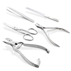 Otto Herder 5-Piece Nail Case for Men and Women Nail Set Stainless Steel in Leather Case with Zip Closure