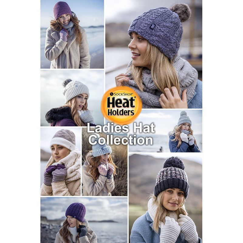 HEAT HOLDERS - Womens Thermal Fleece Lined Cable Knit Winter