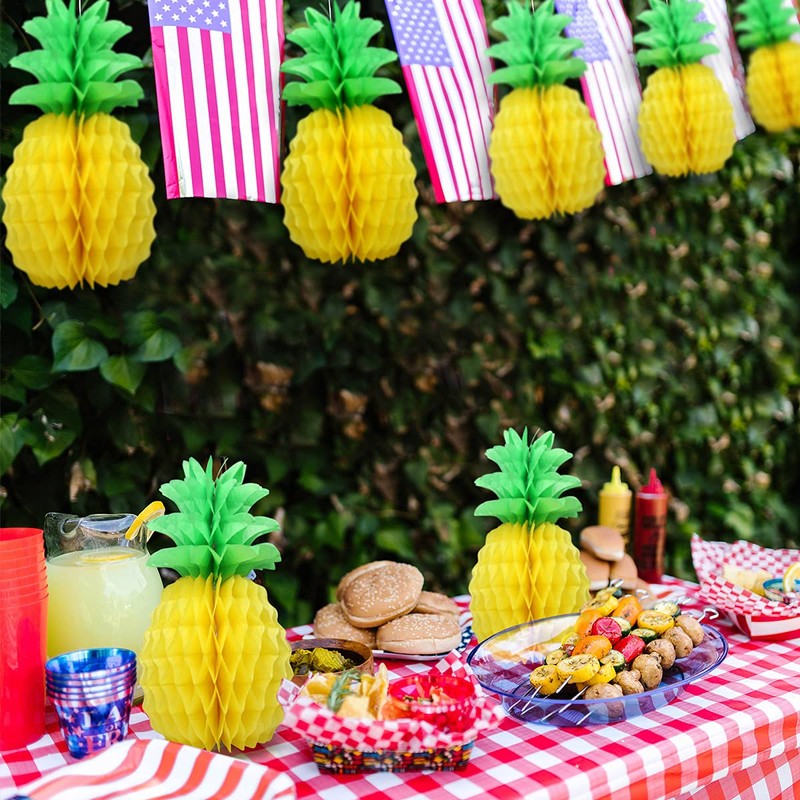 9 Pcs 14 Inch Pineapple Decorations for Tropical Flamingo Party