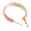 Wide Light Pink Enamel Hoop Earrings In Gold Tone/30mm D/Small