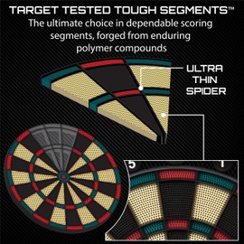 Fat Cat by GLD Products 727 Electronic Dartboard Value Size Over 15 Games and 132 Options Auto-Scoring Compact Display with Missed-Dart Throw Catch Ring Soft Tip Darts and Extra Points Battery Operated, multicolored, one size