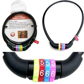 Citystores® Combination Steel Black Bike Lock for BMX & Mountain Bikes Heavy-Duty Cable Lock for Bicycles, Scooters, & E-Scooters 4-Digit Anti-Theft Code Lock