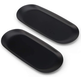 Pack of 2 Black Oval Trays, Sturdy Tray Decoration, Black Decorative Tray, for Cosmetics, Snack, Butter, Key Decorative Tray (Black)