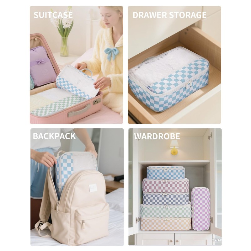 Narwey 7 Teilige Kompression Koffer Organizer, Compression Packing Cubes Backpack