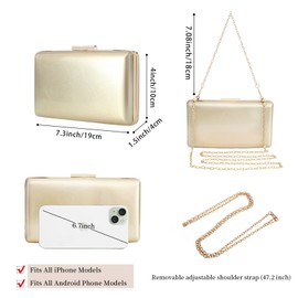 XINGSHUNFU Women Evening Clutch Purses Patent Leather Clutches Formal Party Wedding Cocktail Prom Purse Handbags(Gold)