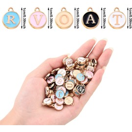 WUERKIYA Alloy Enamel Letter Charms With Jump Ring Bulk Letter Pendants for Jewelry Making Metal Metal Beads Charm Mixed Beads Charms Letter Pendant Charms Stainless Steel Metal Charms Bulk