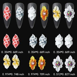 JERCLITY 12pcs Colorful Flower Nail Charms 3D Flower for Nails Imitation Dried Flower Petals Nail Charms Relief Flower Nail Art Charms for Nails Nail Flowers Accessories for Women Nail Art（Style 4）