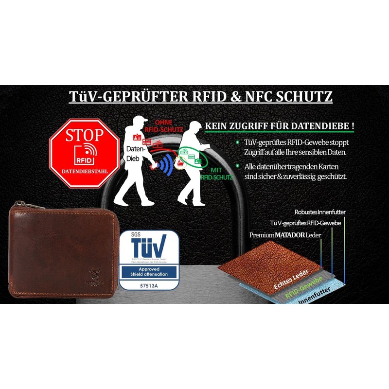 Matador Wallet 6404/A YKK Zip Landscape Format, brown, Vintage