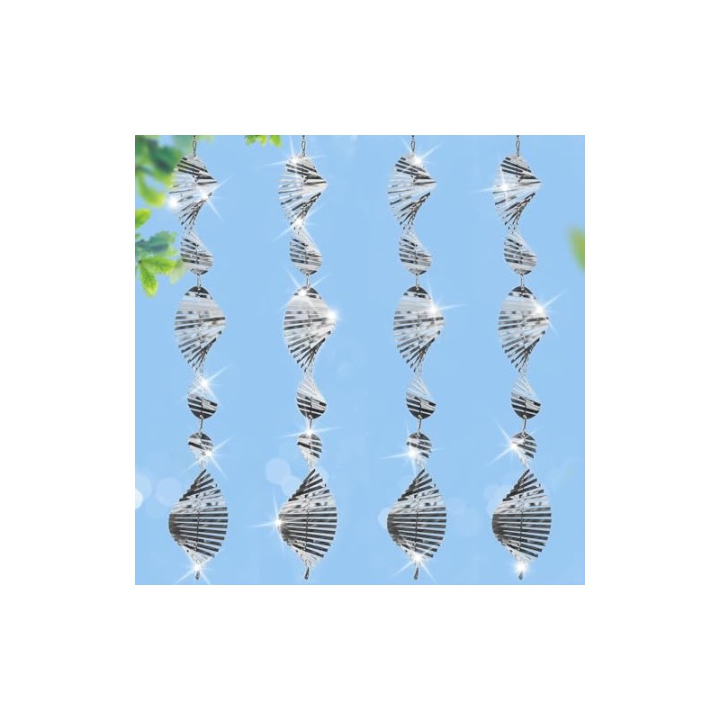 Stainless Steel Wind Spinner, 3D Reflective Bird Deterrent Spiral Discs