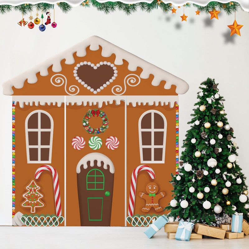 4Pcs Gingerbread House Door Cover Christmas Gingerbread Door Decorations Ginger