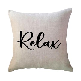 ULOVE LOVE YOURSELF Relax Throw Pillow Case Housewarming Gifts Farmhouse Beige Decorative Cushion Cover for Sofa Beach Porch Bench Decor(Beige)