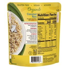 Tasty Bite Organic Coconut Rice, Microwaveable Cooked Rice, 8.8 Ounce (Pack of 6)