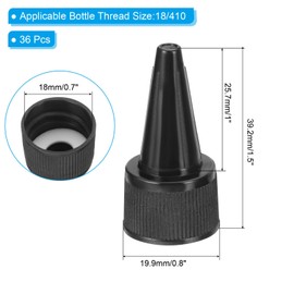 PATIKIL 18/410 Twist Bottle Caps, 36Pcs Plastic Ribbed Edge Squeeze Bottle Replacement Caps with Foam Gasket for Paint Lids Glue Dispensing Bottles, Black