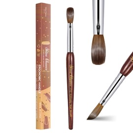 Shine Chance Acrylic Nail Art Brush Size 10, 100% Pure Kolinsky Hair Oval Nail Brush for Acrylic Application, Professional Nail Extension Manicure Tool Striping Nail Drawing Pen for DIY Home Salon