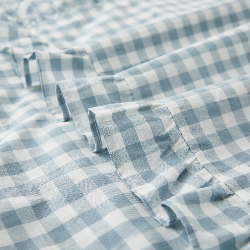 KKJIAF 2 Pcs Plaid Ruffle Pillow Case King Size, Washed