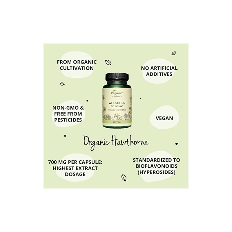 Hawthorn Berry Vegavero® | 700 mg Extract | 100% Organic