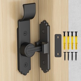 YogePote 90 Degree Barn Door Lock and Latch, Heavy Duty Flip Gate Latch with Handle for Garden, Bathroom, Sliding Screen, Shed Doors, Window (Black - 1pc)