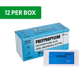 Oasis Polypropylene Surgical Suture, 2-0, (CT-1) 1/2 37mm Round Bodied Needle, 75cm, 12/Box, Veterinary Use