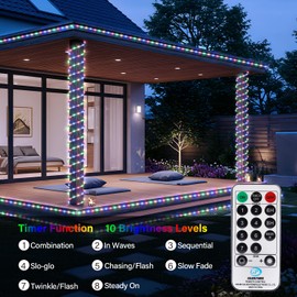OMIKA Connectable 66ft 800LED Rope Lights for Outside, Multicolor LED Rope Lights Plug in with Remote Timer, 8 Lighting Modes, Outdoor Rope Lights Waterproof for Party, Christmas Decorations