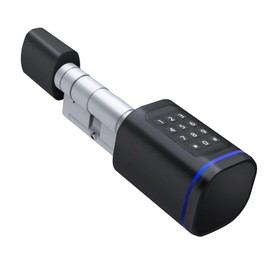 Smart Door Lock, Euro Door Smart Cylinder Lock, Electronic Locks Applicable to Wooden Iron Security Door (Black)