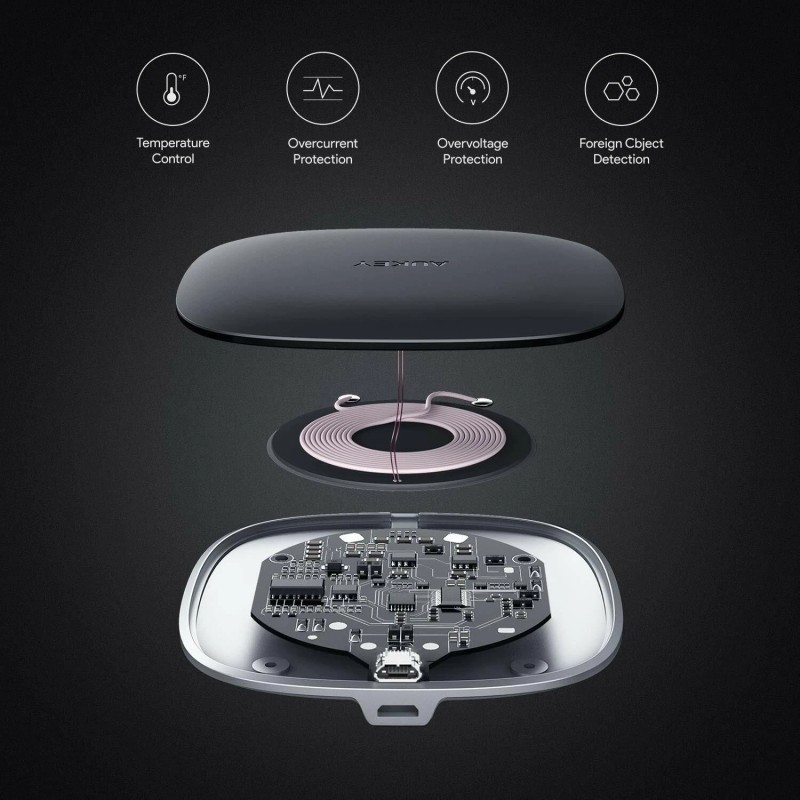AUKEY Wireless Charger Qi Certified, Fast Wireless Charging Pad with