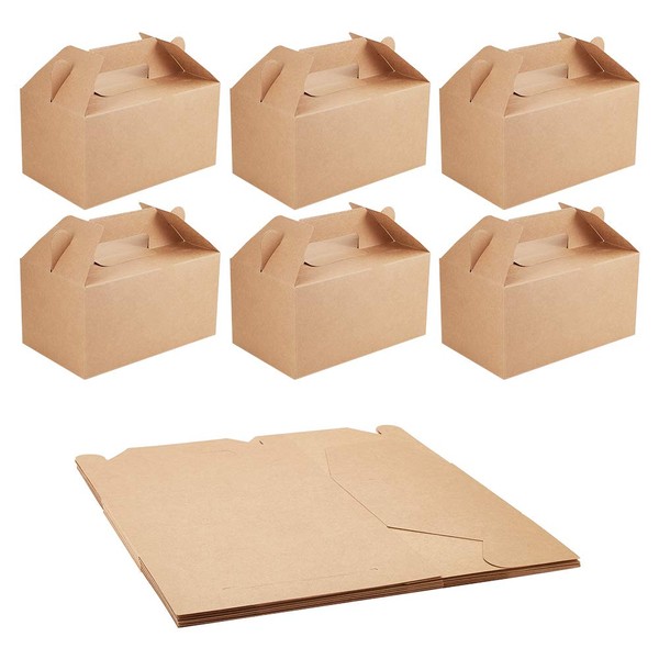 NBEADS 10 Packs Kraft Paper Box, Kraft Brown Cardboard Boxes Candy Box with Handles for Wedding Favors, Sienna, 21x13x16.5cm