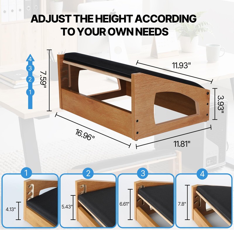 XINGMIAOWJ Ergonomic Foot Rest, 4 Adjustable Height Foot Stool,Footrest Under