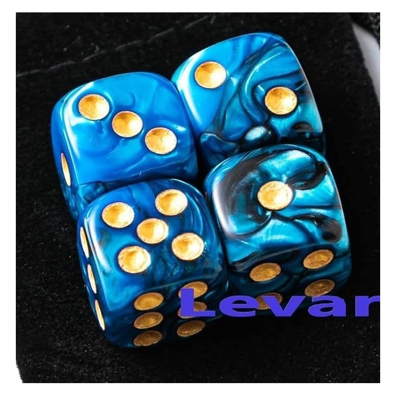 Levarage 0033 4 Dice Blue Marble 0.55 inch Square Dice