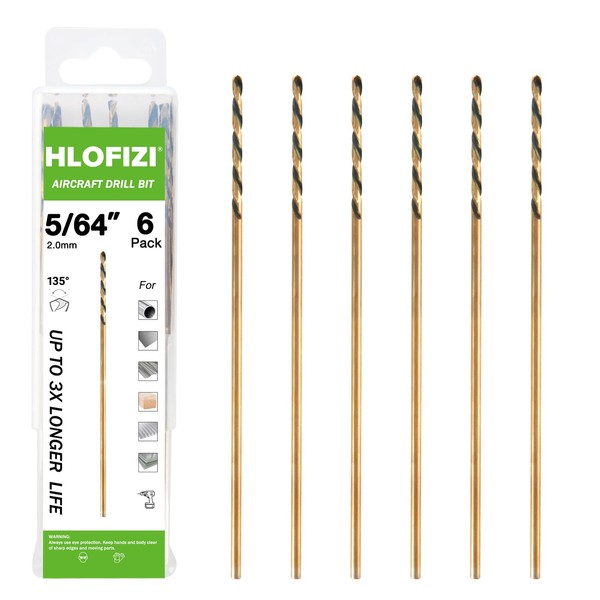 HLOFIZI 5/64" x 6" Extra Long Drill Bit (6 Pack),
