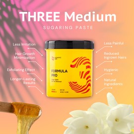 Sugaring Paste FORMULA PRO for Hair Removal MEDIUM for All Hair Types, Brazilian bikini, Legs, Arms, Sugar Wax Kit 49 oz/ 3 lb