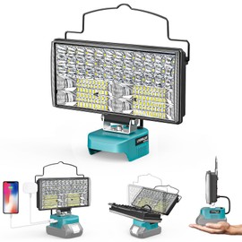 LIVOWALNY 9000LM Cordless LED Work Light Compatible with Makita 18V Battery, 90W 7" Battery Work Flashlights with USB & Type-C, Portable Flood Light for Job Site, Garage, Camping