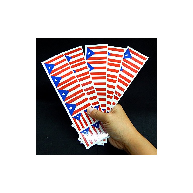 40 Removable Stickers: Puerto Rico Flag: Party Favors, Decals