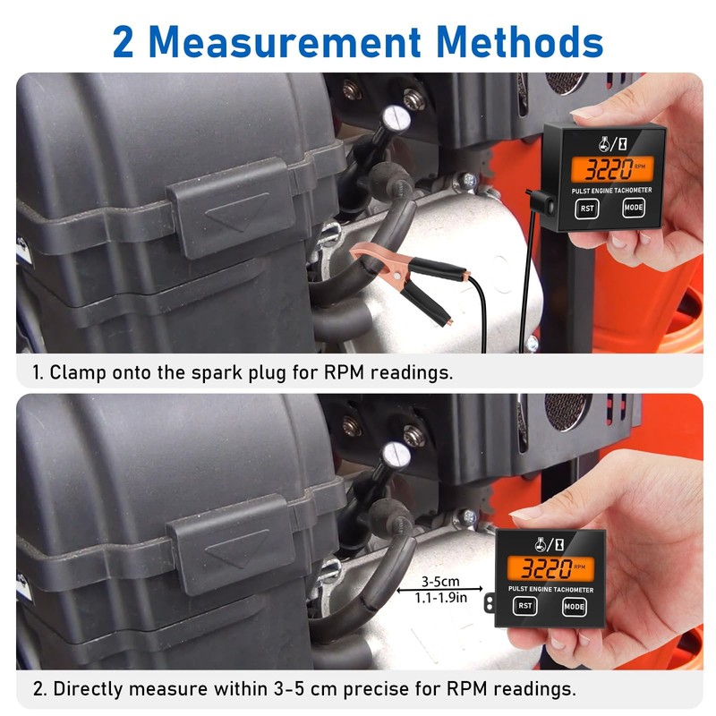 Linkstyle Small Engine Tachometer, Backlight Digital Tachometer Tach Gauge Meter