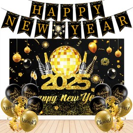 16 pcs New Years Eve Decorations 2025, New Year Decorations, Happy New Year Decoration Kit, Suitable for New Year background decoration, New Year dining table wall decoration