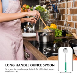 Cabilock 4 Ounce Solid Portion Control Serving Spoons, Stainless Steel Long Ladle Soup Spoon, Commercial Grade Serving Scoops for Pizza Sauce