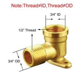 Joywayus Brass 1/2" Female x 1/2" Male 90 Degree Elbow Can Fixed Water Pipe Connector Plumbing with Base Plate