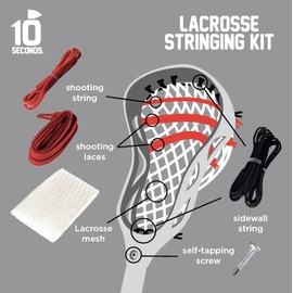 10 Seconds - Proline Lacrosse Stringing Kit Mesh, Weather-Resistant and Precision Stringing. Includes: Shooting String, Shooting Lace, Sidewall and Self-Tapping Screws (Blue, White)