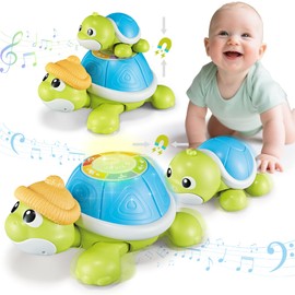 Baby Toys 6-12 Months,Miusical Turtle Toy Set with Mama and Baby Tummy Time Toys,Crawling Moving Infant Toys with Light & Sound,Christmas Birthday Gifts for Boy Girl 7 8 9 10 11 Month 0-1 Year Old