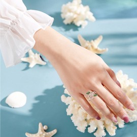 925 Sterling Silver Moonstone Ring Leaf Ring for Women Ring for Girls Finger Leaf Ring Christmas Gift, Sterling Silver, Malachite, moonstone